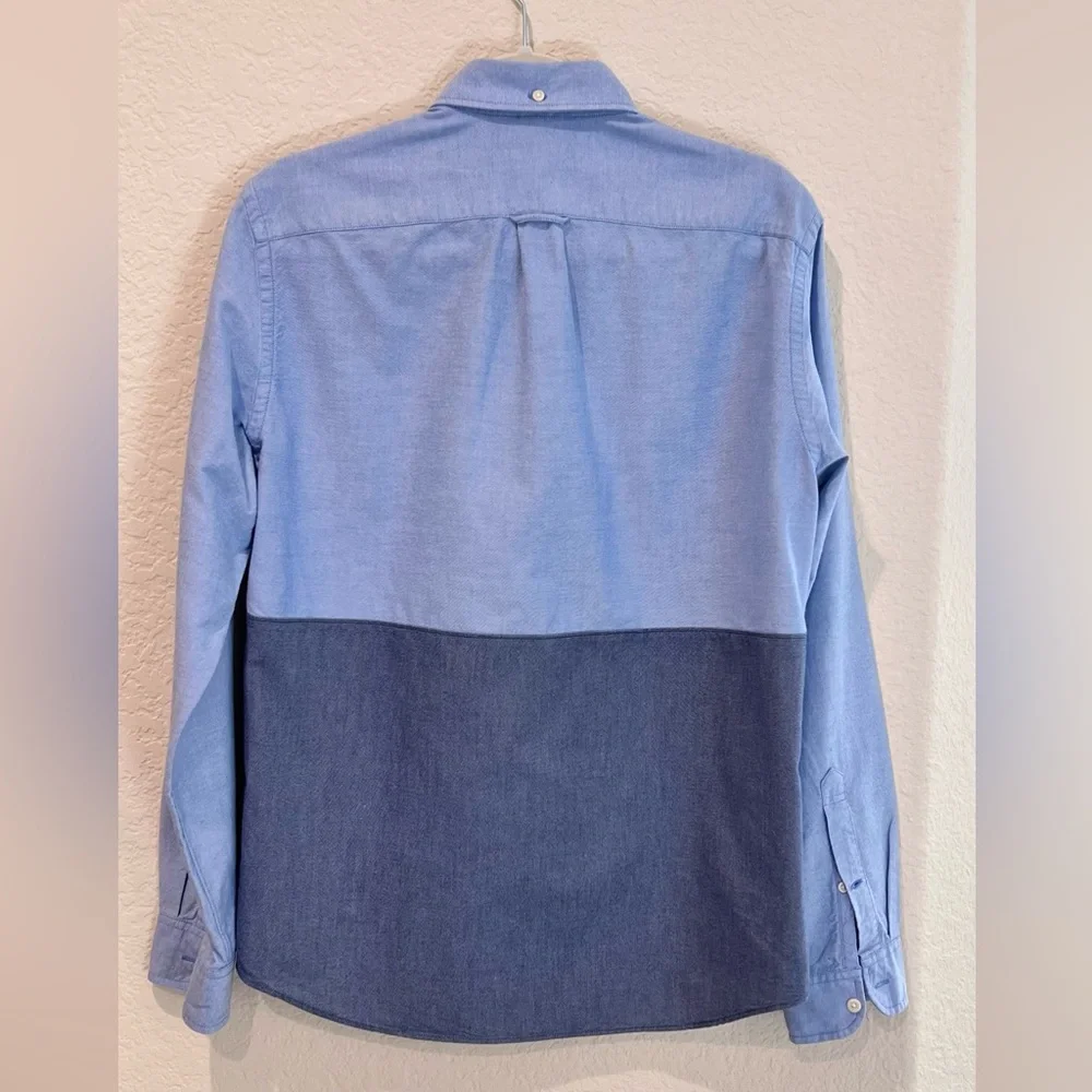 J. Crew Men’s Cotton Slim Fit Blue Colorblock Button Down Shirt | Size Medium
